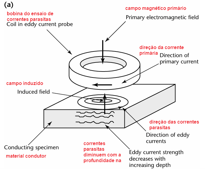 distribui��o das correntes parasitas na pe�a