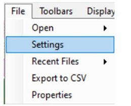 Figura 3 – Opo “File” do menu principal e opo “Settings do submenu do “software” EtherMap.